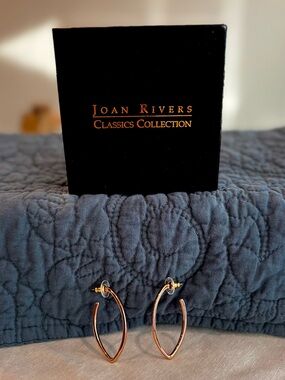 Joan Rivers Rose Gold Sculpted Hoop Earrings Classics Collection New
